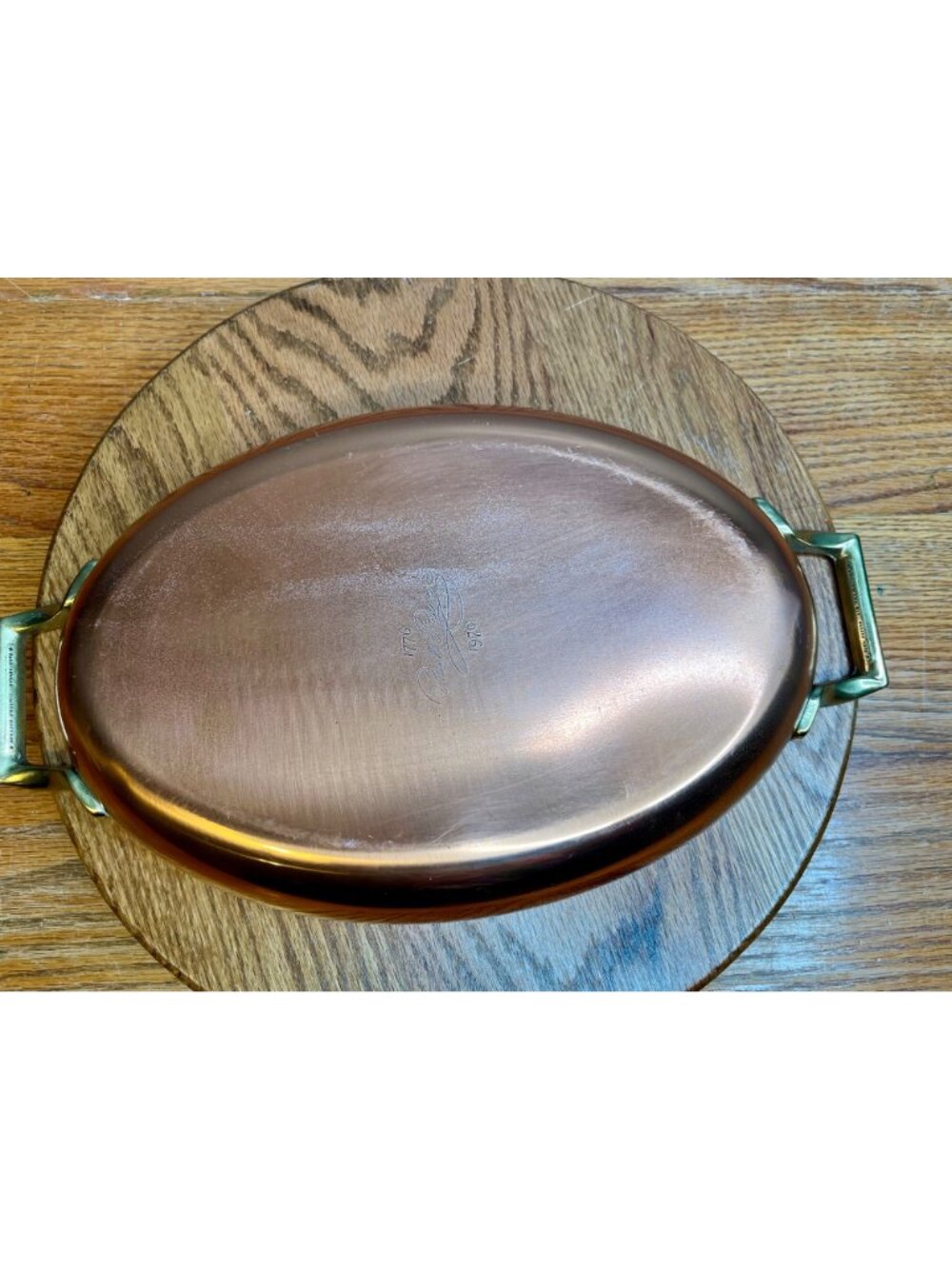 Vintage  Paul Revere Ware 12 inch  Copper Double Handle Oval Au Gratin Pan/ Fish - Picture 9 of 15
